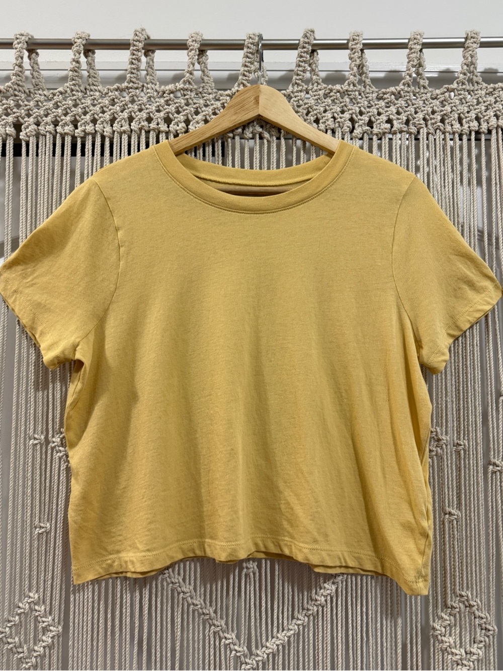 Madewell Short Sleeve Cropped Crewneck Tee in Pale Yellow